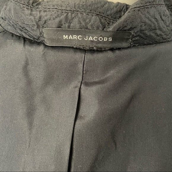 Marc Jacobs Black Textured Silk Blend Coat Snap Front Long Jacket Small - Picture 6 of 13